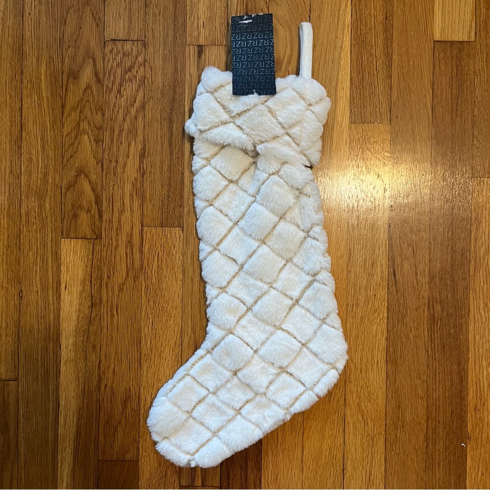 Rachel Zoe Faux Fur Stocking in White and Gold